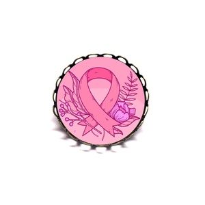 Floral Pink Ribbon Brooch Pin, Breast Cancer